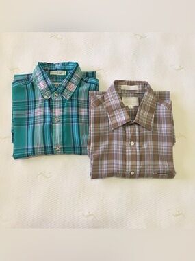 Vtg Mens Plaid Button Down Shirt Bundle SteepleChase/Boulevard Sz M Grunge *Flaw